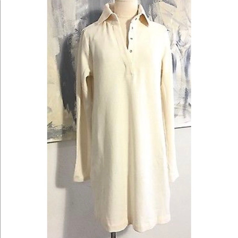 NEW ZARA POLO DRESS medium small cream white M NWT
